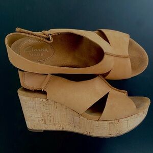 Clarks Artisan Brown Wedge Sandals